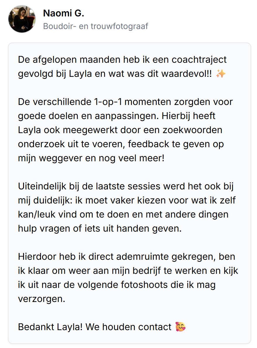 Review Layla Pansier - transformatiementor voor vrouwelijke ondernemers